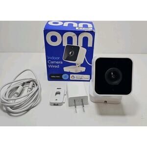 onn. Indoor Wired Security Camera 1080p Video Works W/Google Home OPEN BOX